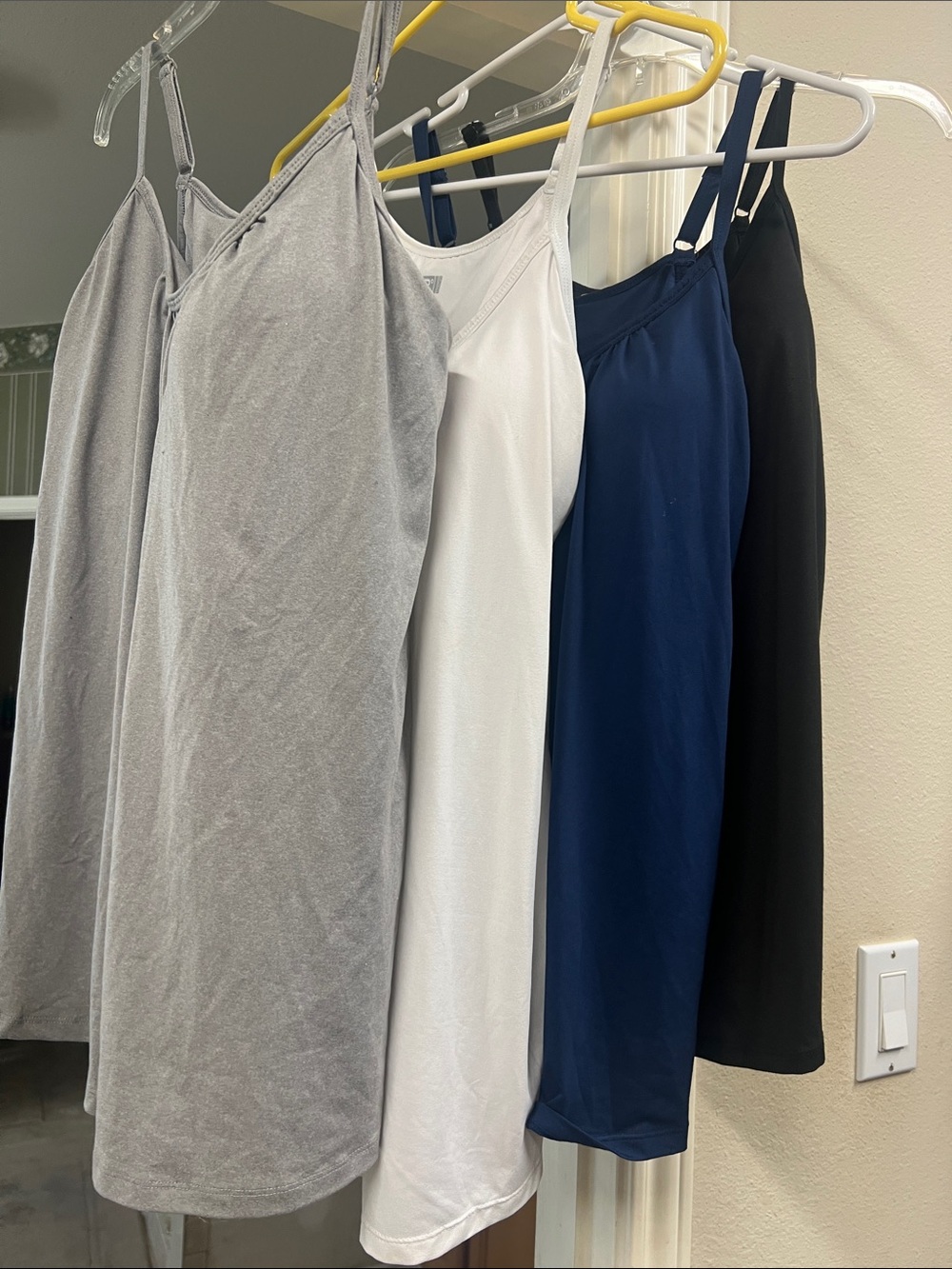 Set of 4.  32 Degrees Tank Camis w/ bra White, Navy, Gray and Black